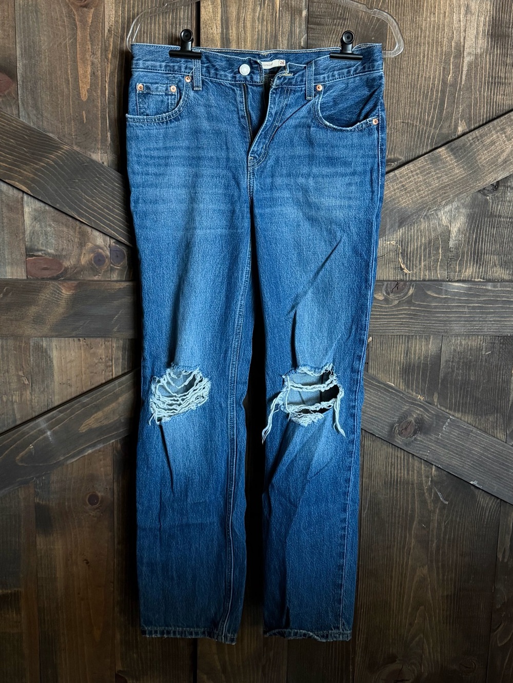 Levi’s Straight Leg Distressed Blue Women's Jeans